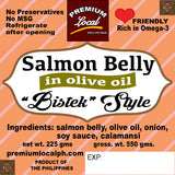 Salmon Belly In Olive Oil Bistek Style, 8 oz.